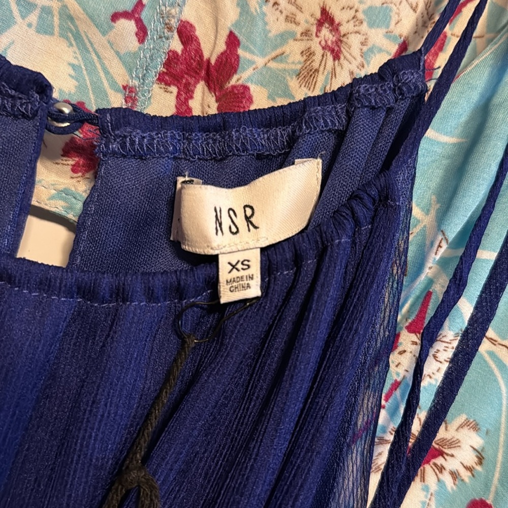 NWT NSR Tallie Oversized Chiffon Maxi Sleeveless Dress Sz XS Indigo Cobalt Blue - Picture 5 of 7